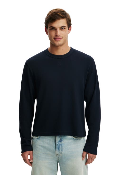 Men's Cropped Fit Textured Long Sleeve