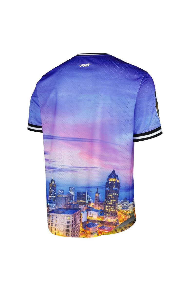 PRO STANDARD Men's Pro Standard Milwaukee Bucks Cityscape Stacked Logo T-Shirt, Alternate, color, Royal
