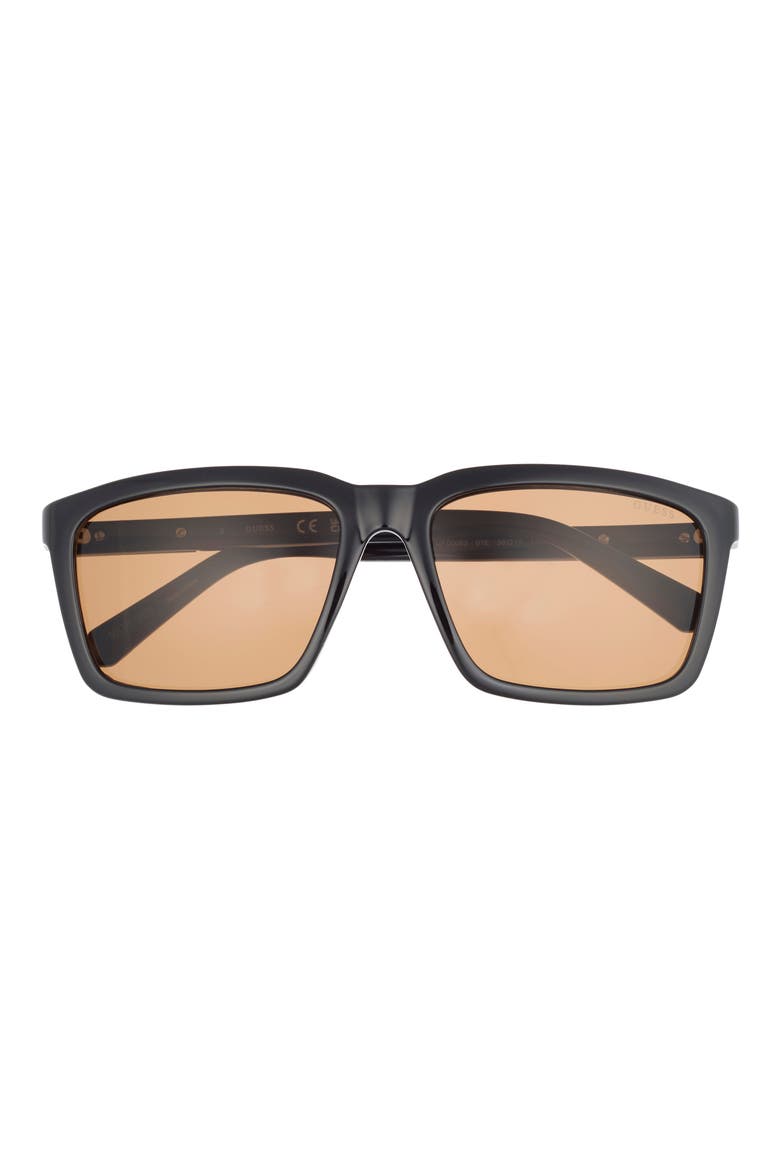 59mm Square Sunglasses, Main, color, SHINY BLACK / BROWN