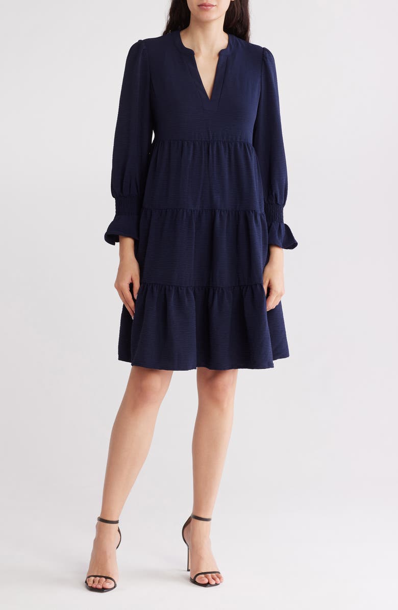 Eliza J Long Sleeve Tiered Dress, Main, color,