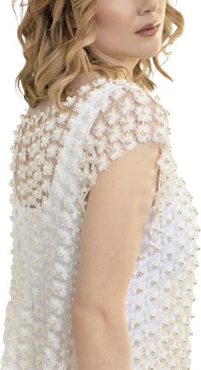 Pearly Beaded Floral Lace Top