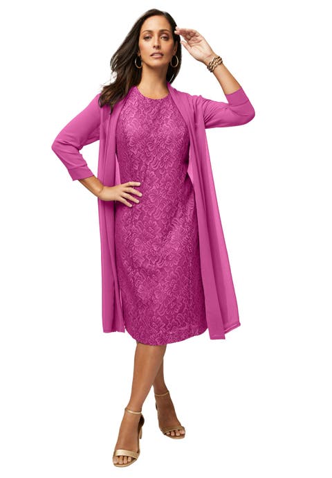 2-Piece Lace Jacket Dress (Plus)