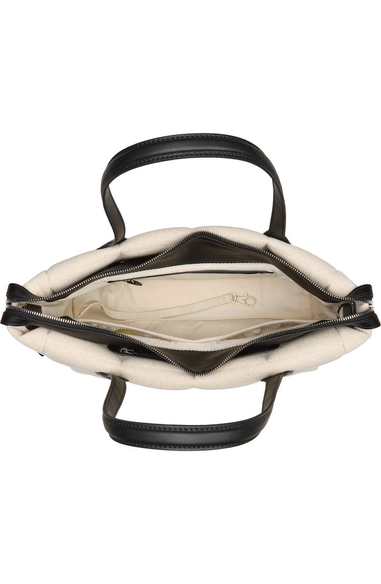 VeeCollective Small Tela Quilted Tote, Alternate, color, Natural Canvas / Black