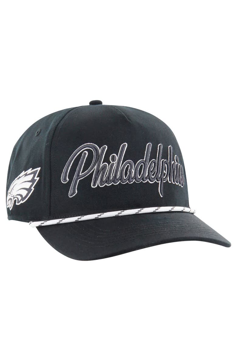 '47 Men's '47 Black Philadelphia Eagles Overhand Speckle Hitch Adjustable Hat, Main, color,