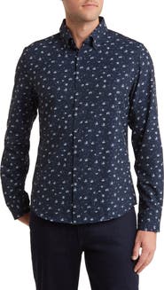 DENIM AND FLOWER Ditsy Floral Stretch Button-Down Shirt