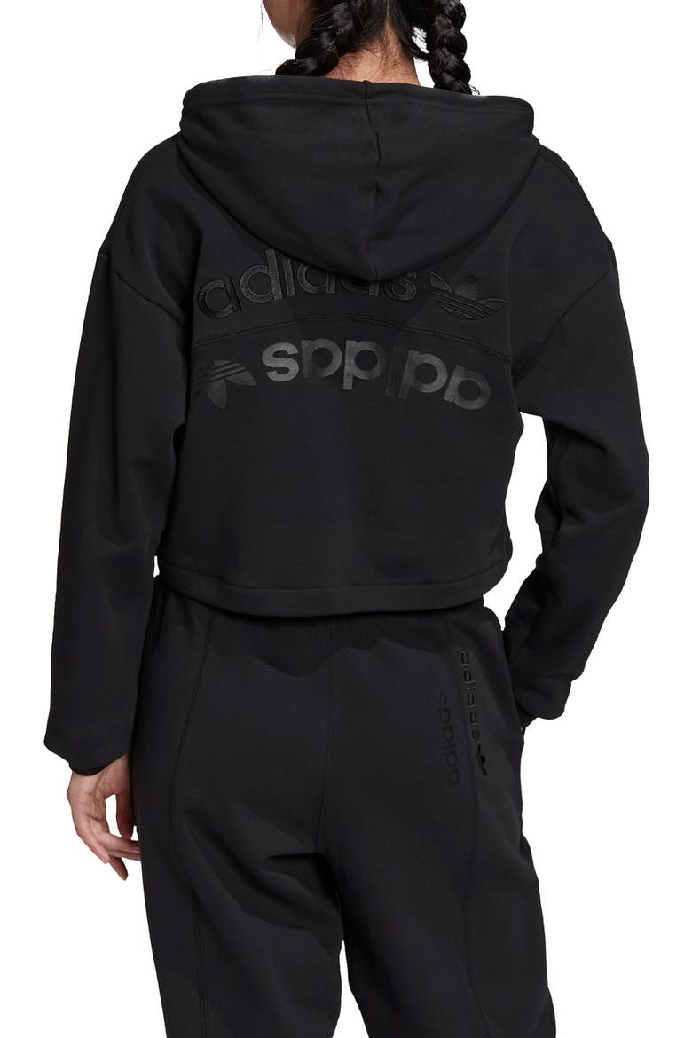 R.Y.V. Cropped French Terry Hoodie, Alternate, color, BLACK