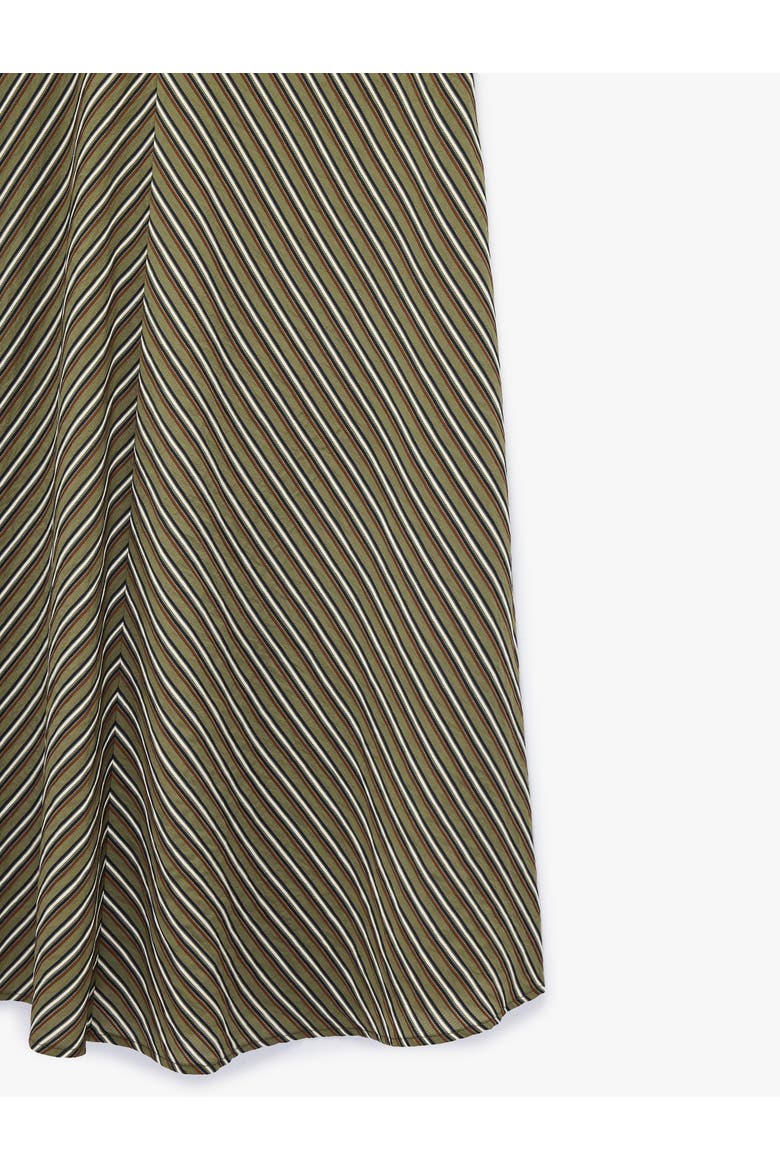 Striped A-Line Midi Skirt, Alternate, color, KHAKI STRIPE