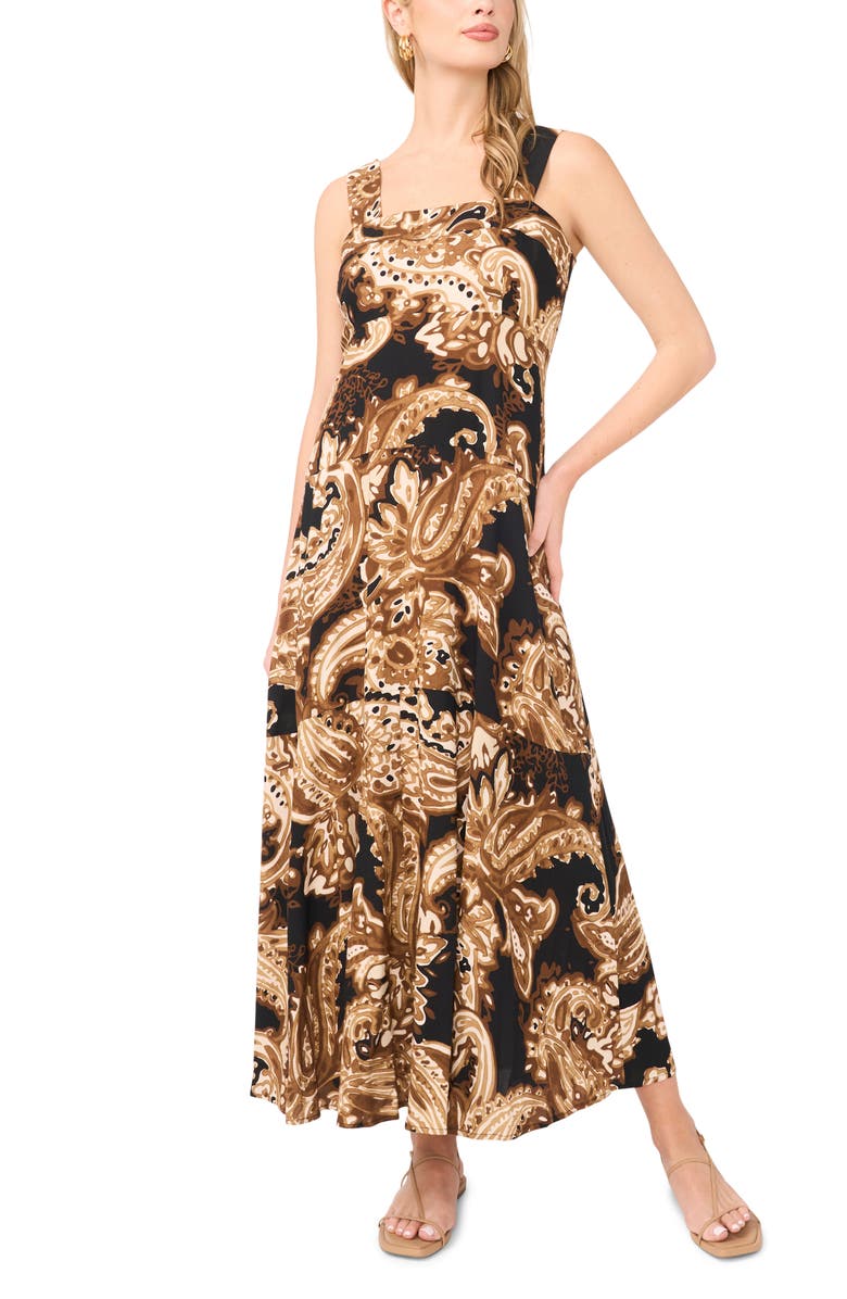 Vince Camuto Thick Strap Sleeveless Maxi Dress, Main, color, Rich Black