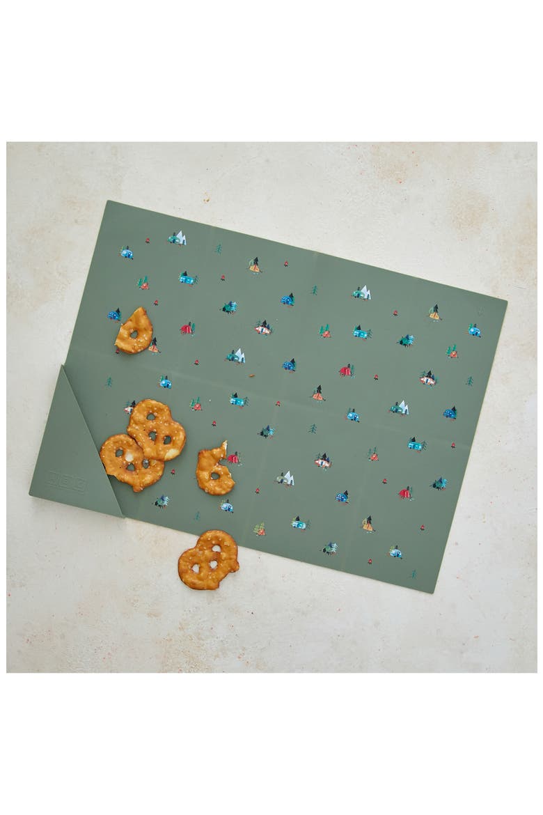 Silicone Foldable Placemat, Alternate, color, SAGE GREEN