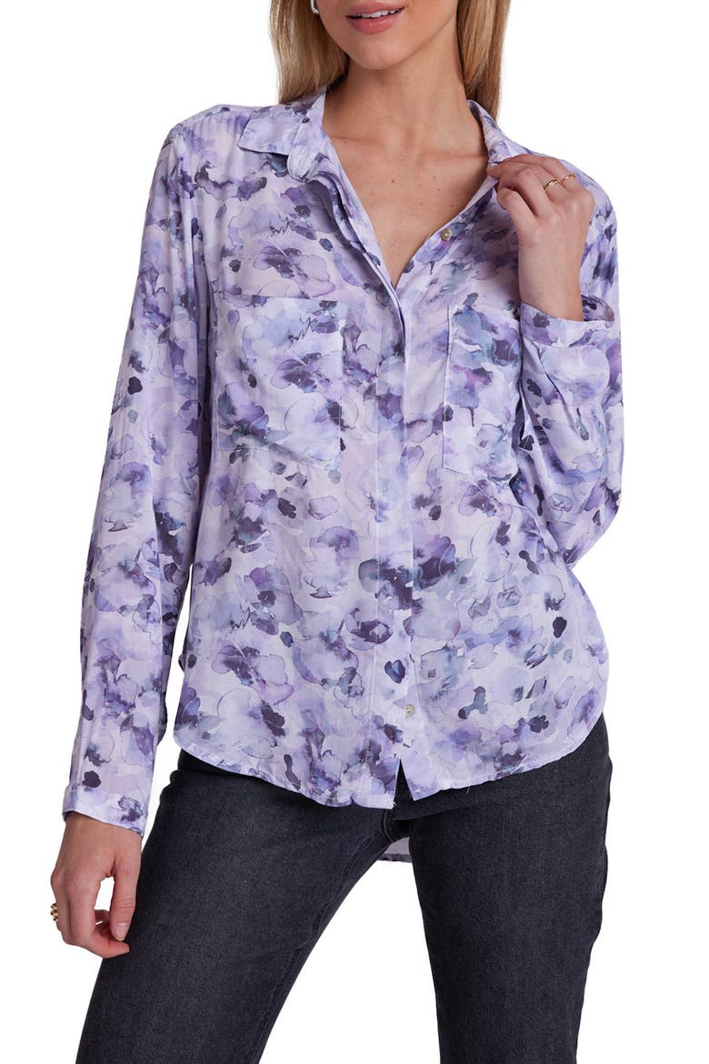 Floral Button-Up Shirt, Main, color, LILAC FLORET PRINT