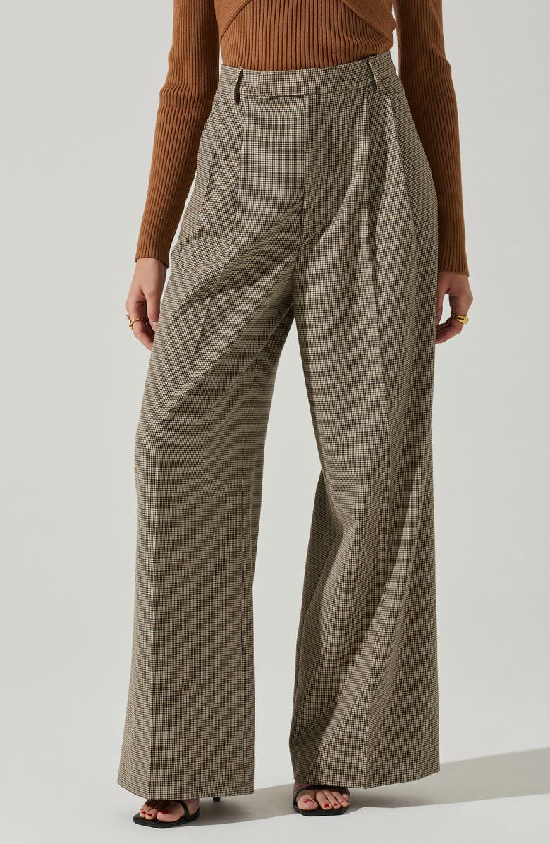 ASTR the Label Milani Mini Houndstooth High Waist Wide Leg Pants, Alternate, color, Black Brown Multi