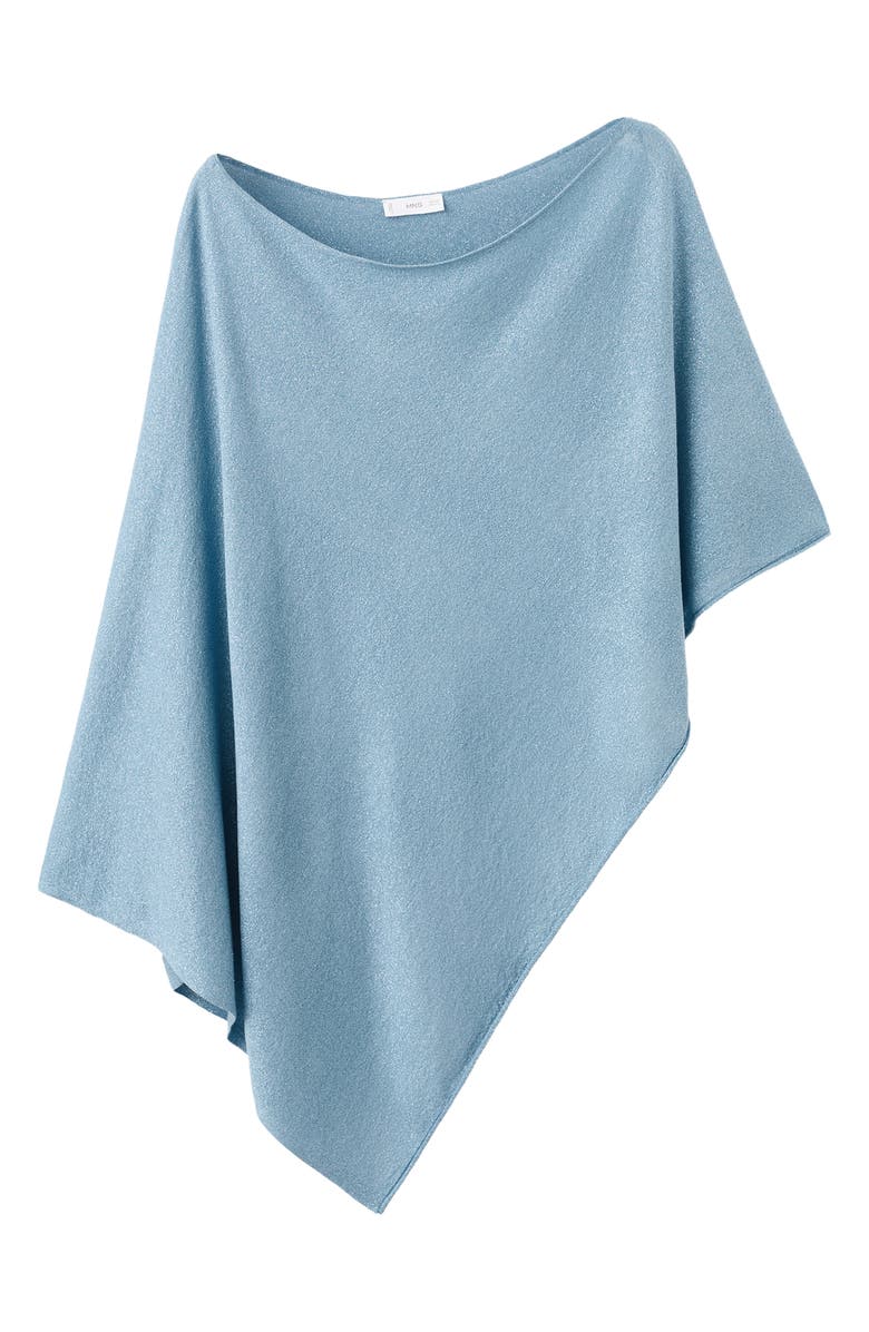 MANGO TEEN Asymmetric Metallic Knit Poncho, Alternate, color, 