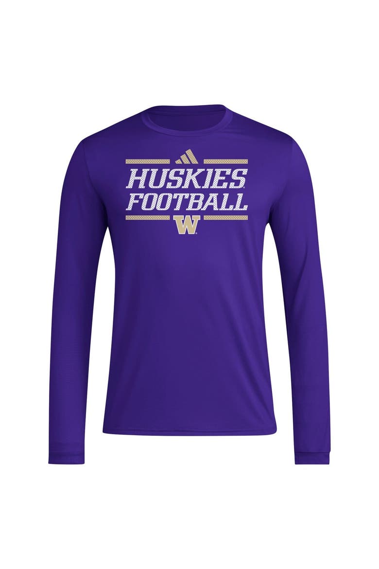Men's adidas Purple Washington Huskies Locker Football Pre-Game AEROREADY Long Sleeve T-Shirt, Alternate, color, Purple
