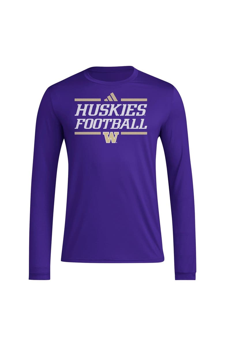 adidas Men's adidas Purple Washington Huskies Locker Football Pre-Game AEROREADY Long Sleeve T-Shirt, Alternate, color, Purple