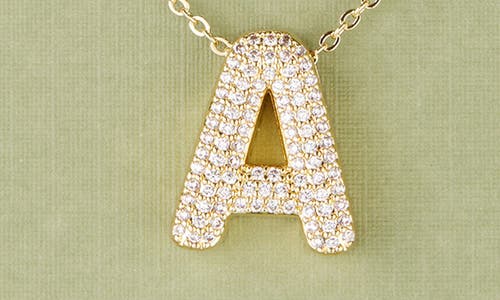 Leith Pavé Cubic Zirconia Initial Pendant Necklace In Gold