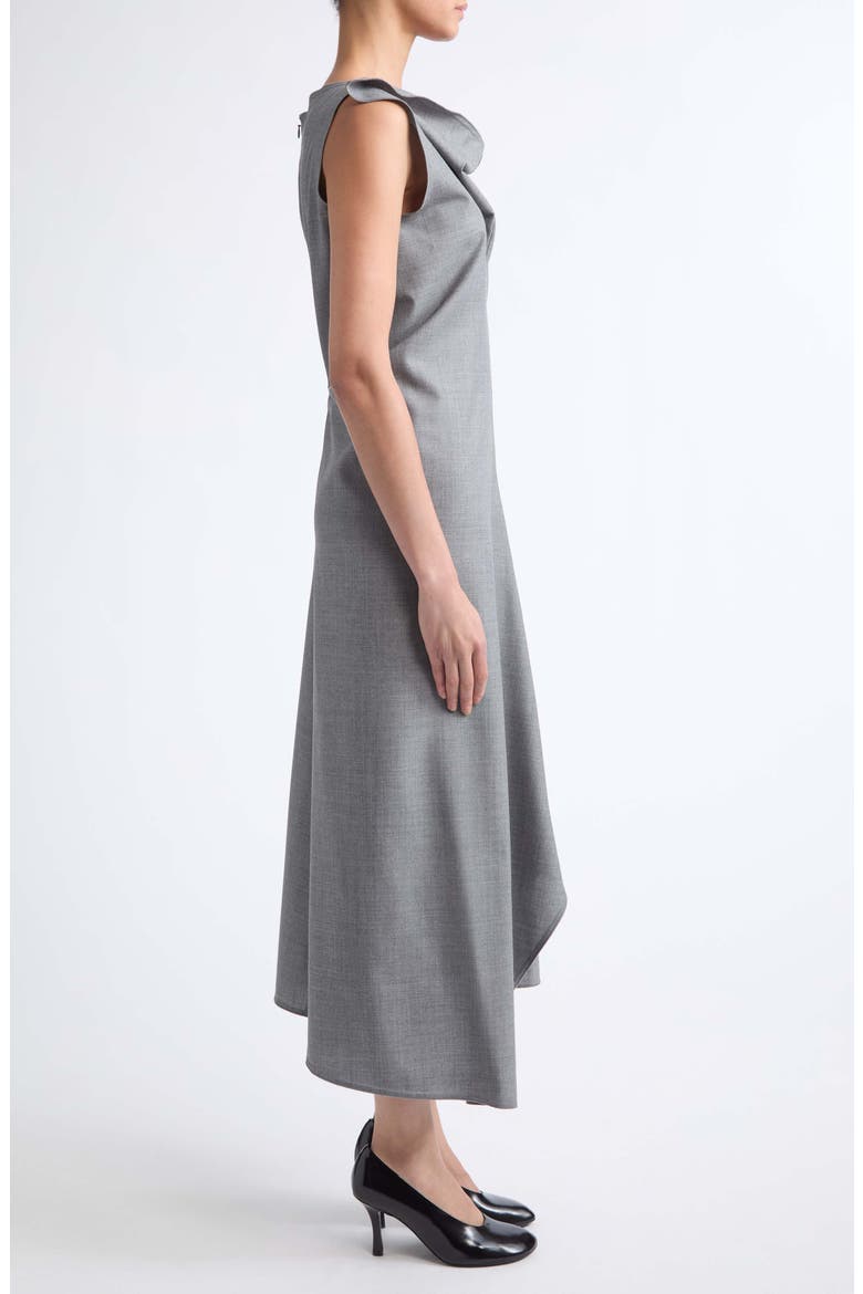 Draped Tailored Virgin Wool Midi Dress, Alternate, color, LIGHT GREY MELANGE