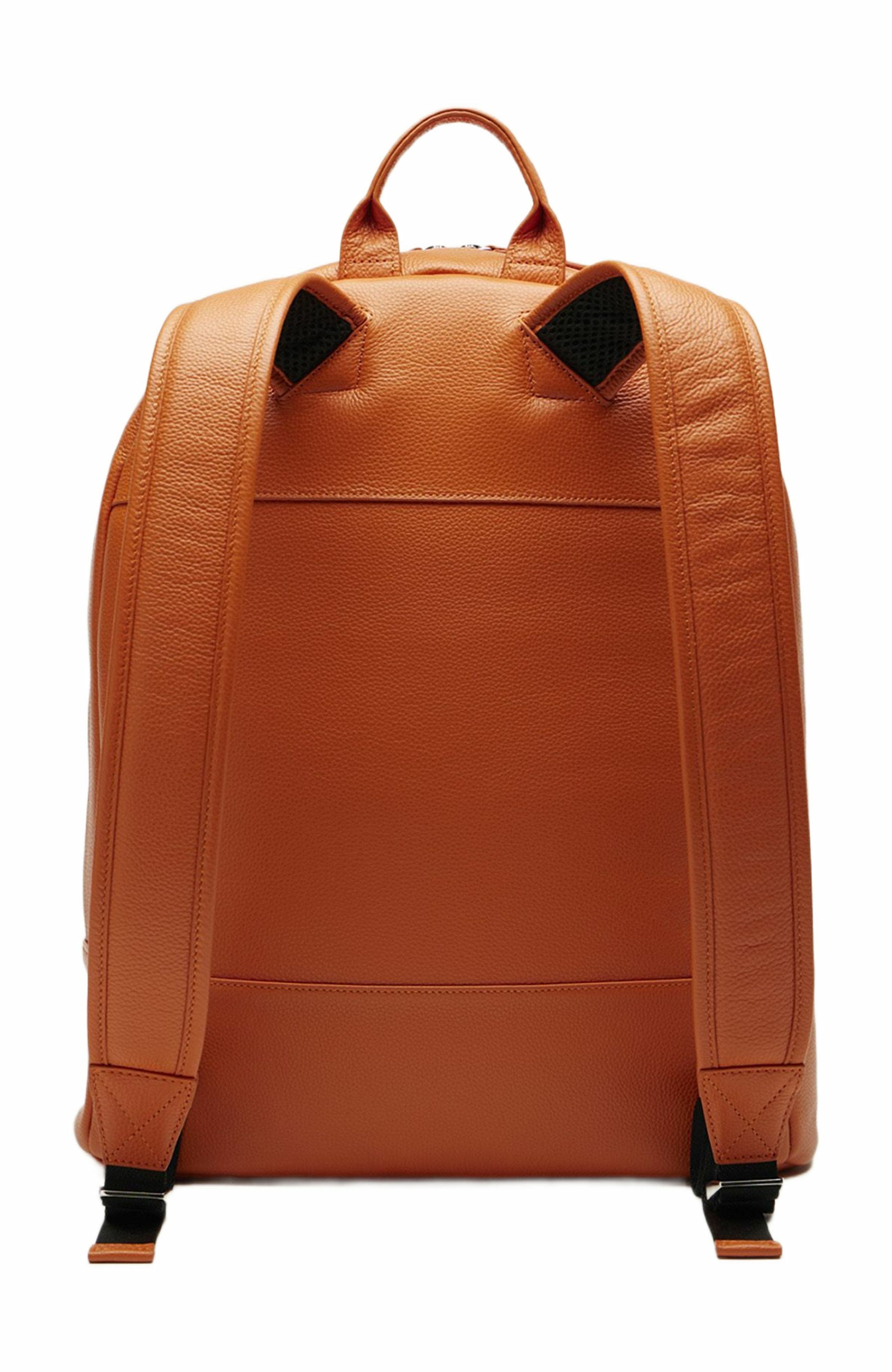 Kastrup Pebble-Grained Leather Backpack, Alternate, color, Orange