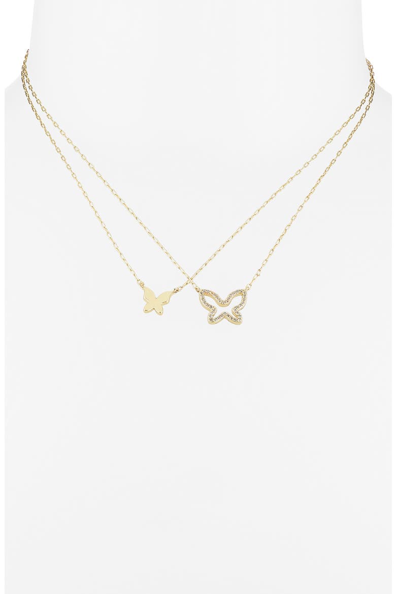 CZ You & Me Butterfly Pendant Necklace Set, Alternate, color, CLEAR- GOLD