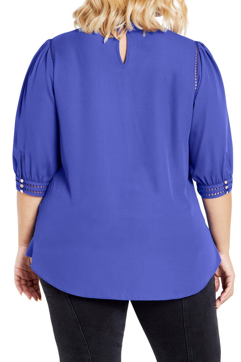 Kiss Me Quick Ruffle Neck Top, Alternate, color, DAZZLING BLUE