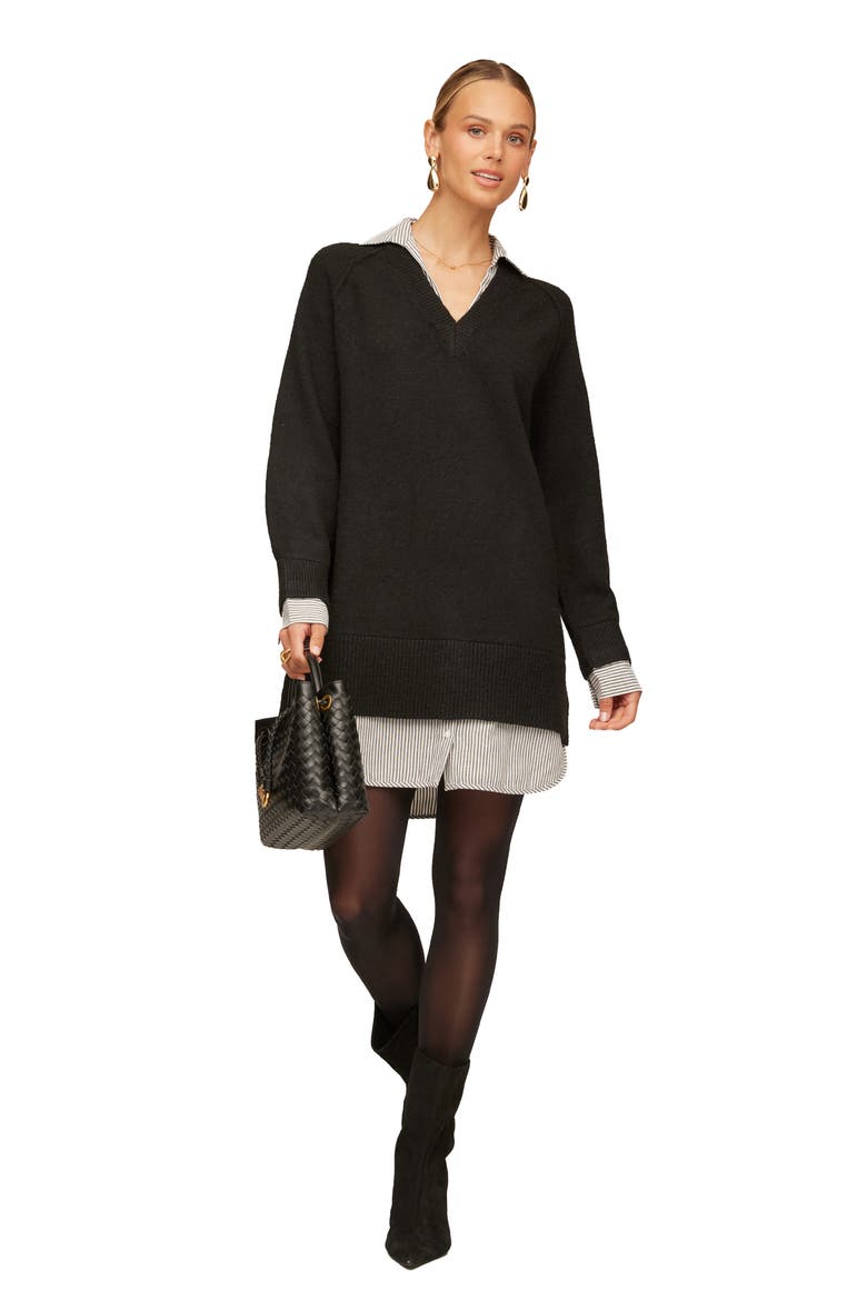Carrie Mixed Media Minidress, Alternate, color, BLACK