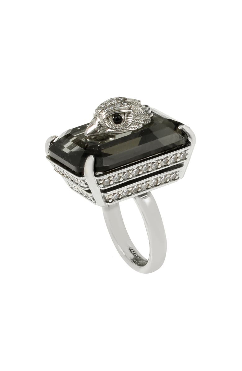 Kurt Geiger London Emerald Cut Crystal Cocktail Ring, Main, color, 