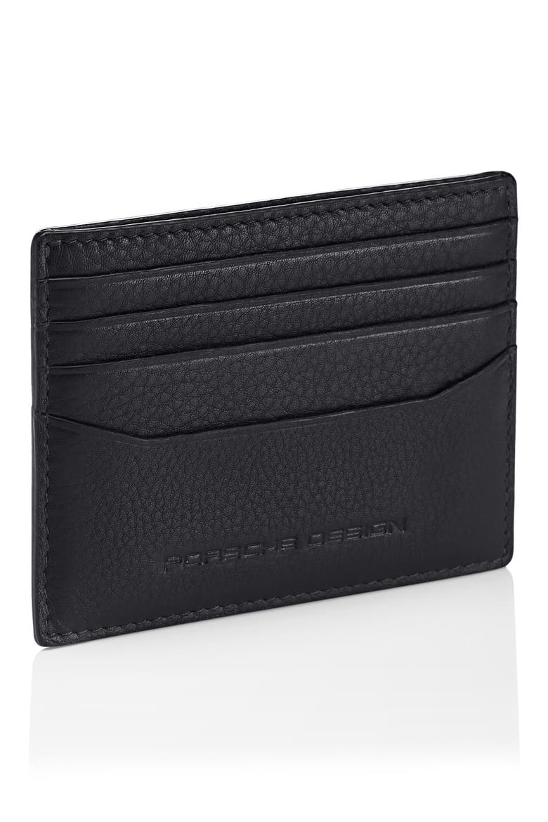 Roadster Leather RFID Business Card Holder, Alternate, color, BLACK