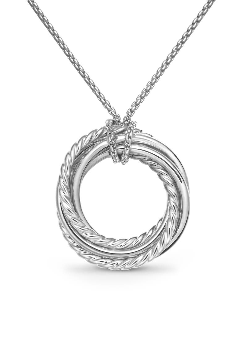 Crossover Pendant Necklace with Diamonds, Alternate, color, SILVER/ DIAMOND