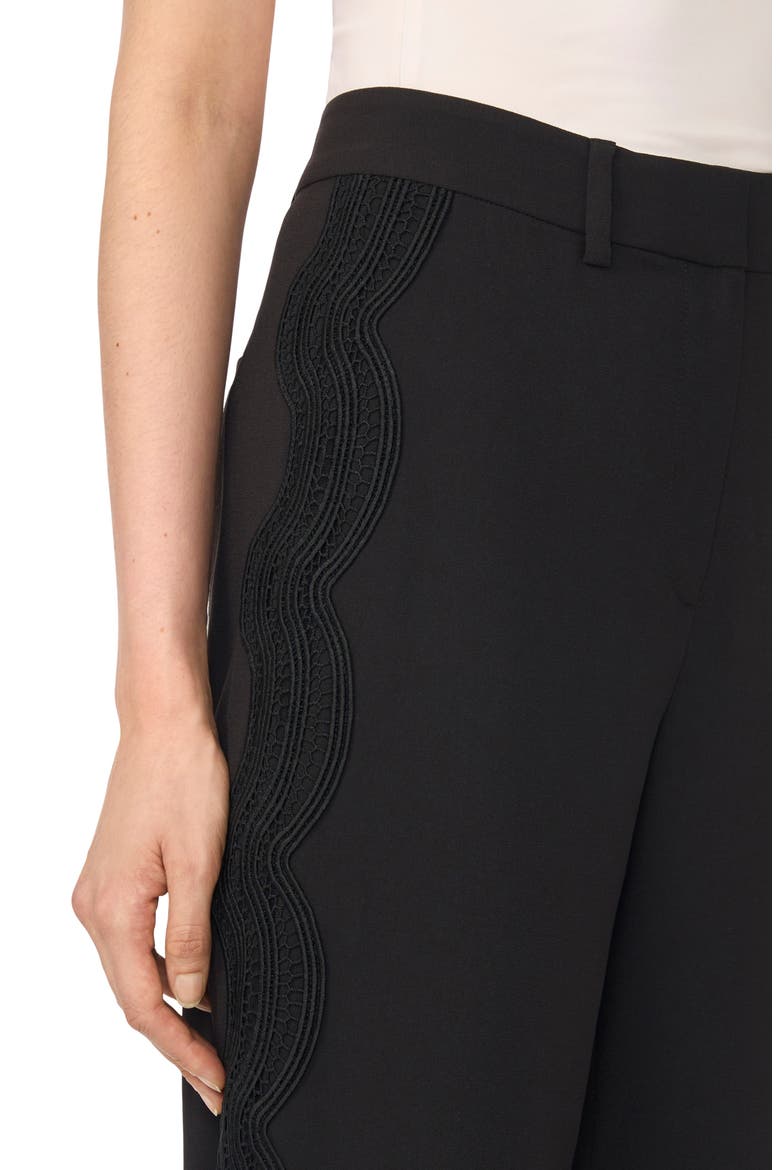 Scallop Embroidered High Waist Wide Leg Trousers, Alternate, color, RICH BLACK