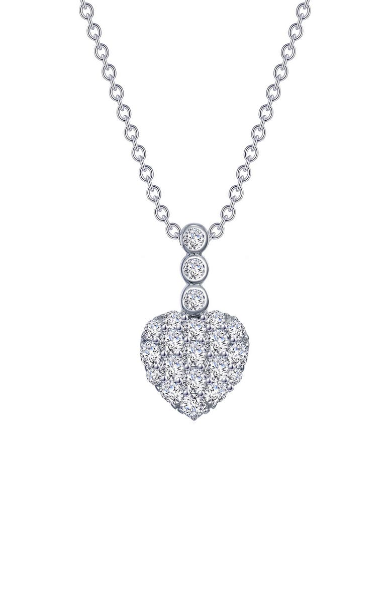 Simulated Diamond Heart Pendant Necklace, Main, color, SILVER