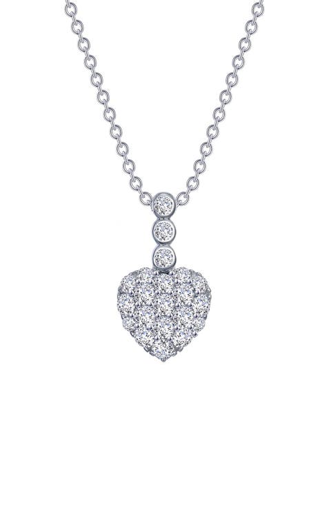 Simulated Diamond Heart Pendant Necklace