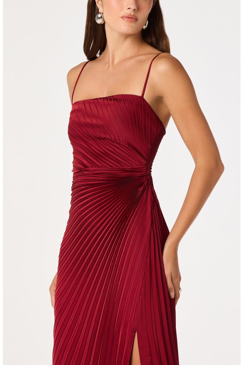 Paulette Pleated Maxi Dress, Alternate, color, WINE