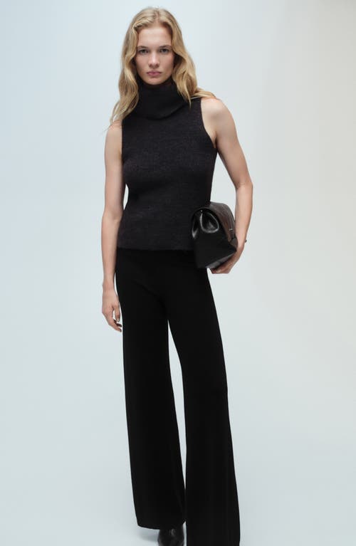 Mango High Waist Wide Leg Pants In Black