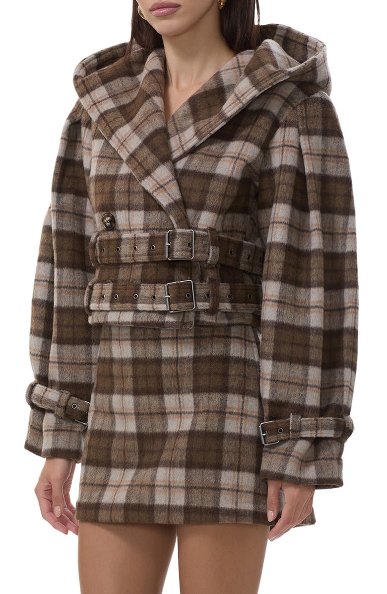 AFRM Halifax Plaid Double Breasted Hooded Crop Jacket, Alternate, color, Cashmere Plaid