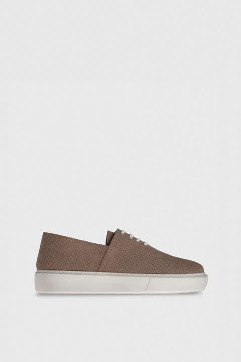 Perforated Real Suede Low Top Sneaker