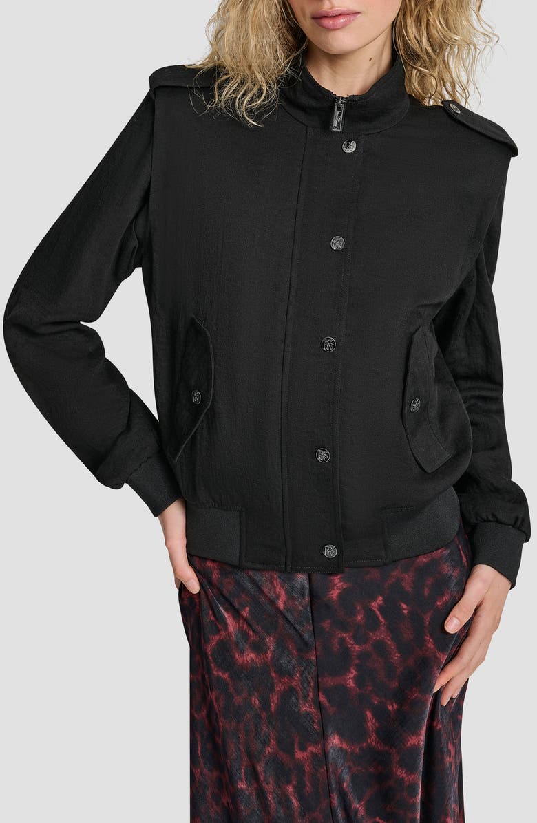 DKNY Twill Bomber Jacket, Main, color, Black