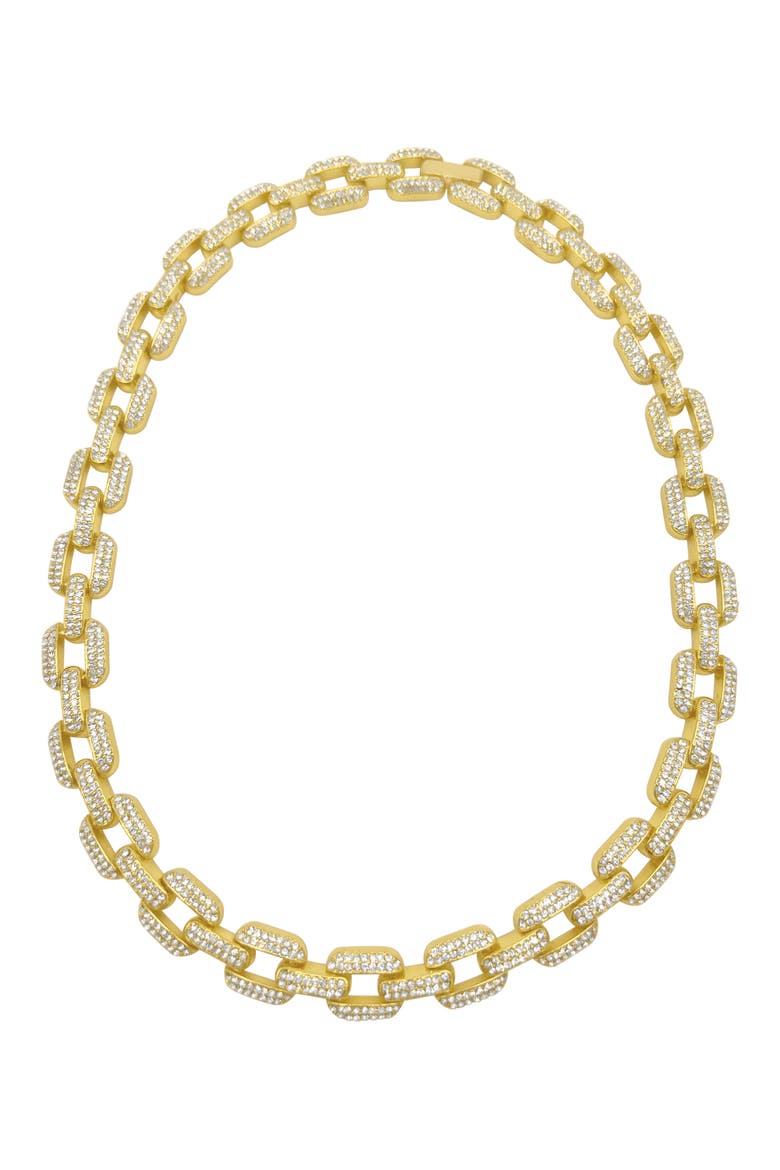 Pavé Cubic Zirconia Chain Necklace, Main, color, GOLD