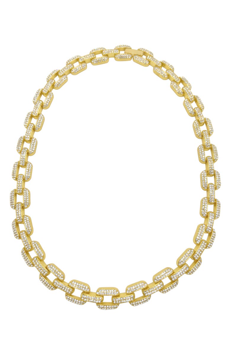 Adornia Pavé Cubic Zirconia Chain Necklace, Main, color, Gold