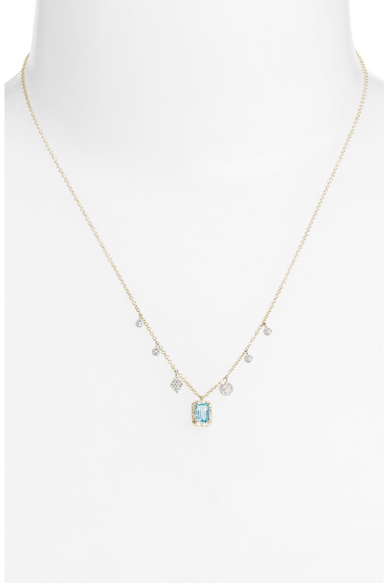 Diamond Pavé Blue Topaz Pendant & Charms Necklace, Alternate, color, TOPAZ