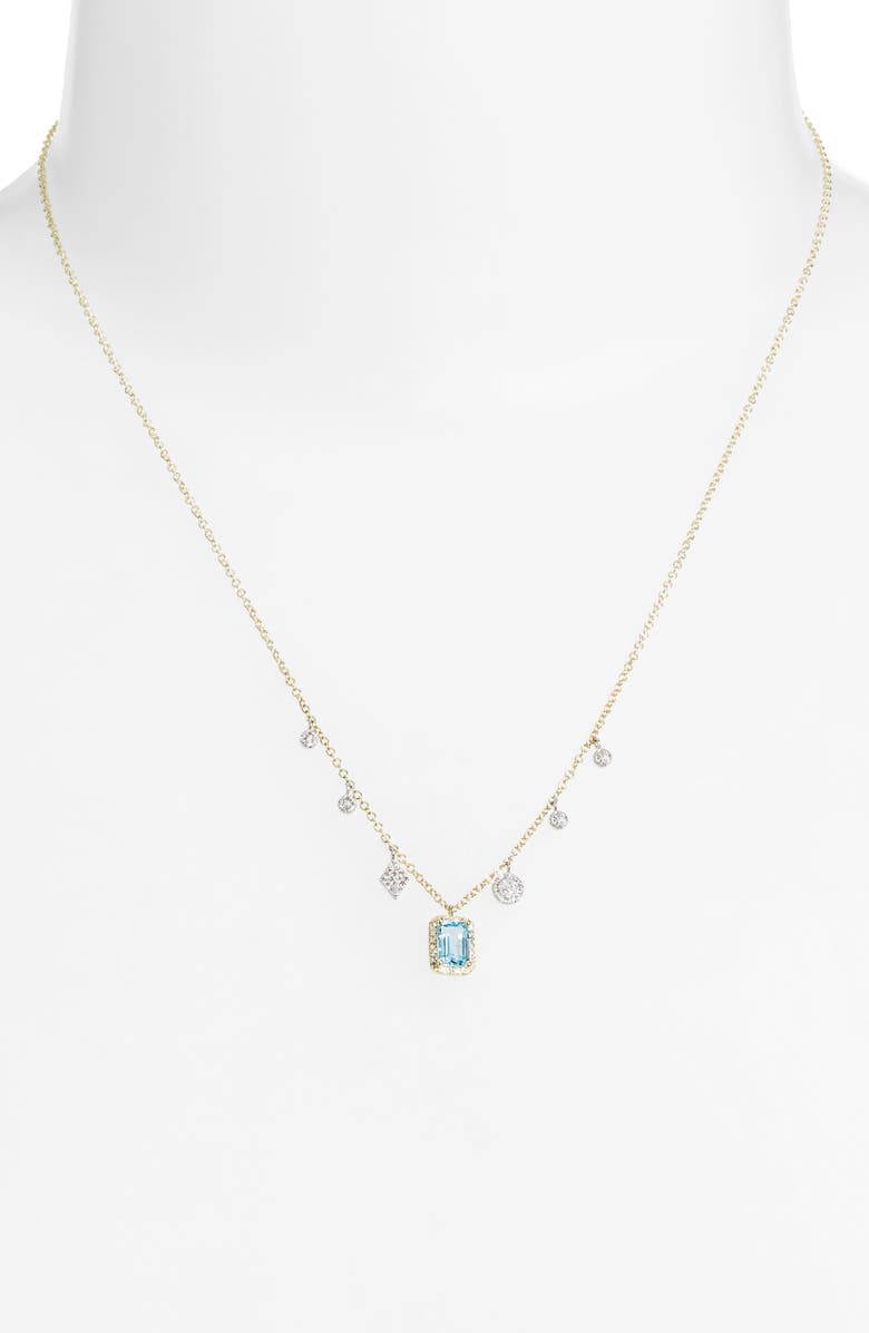 Meira T Diamond Pavé Blue Topaz Pendant & Charms Necklace, Alternate, color, Topaz