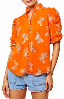 Maggie Metallic Ruched Sleeve Shirt