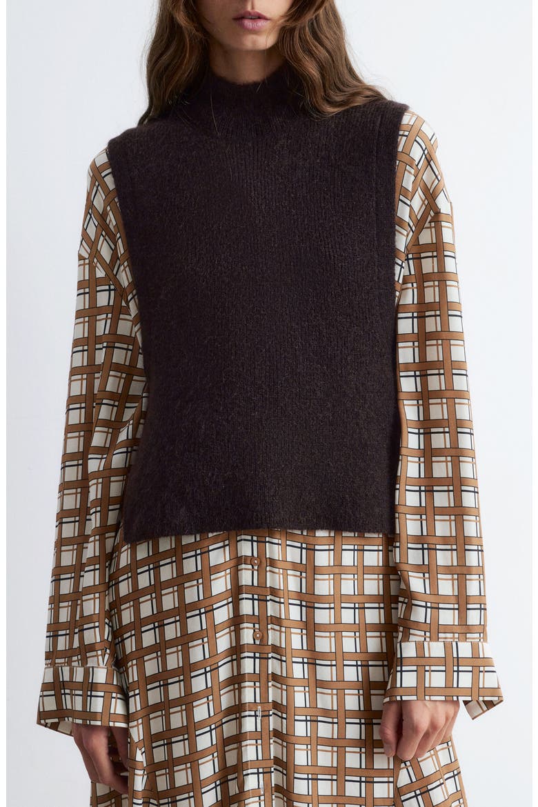 Wool & Mohair Side Tie Bib Vest, Main, color, BROWN DARK