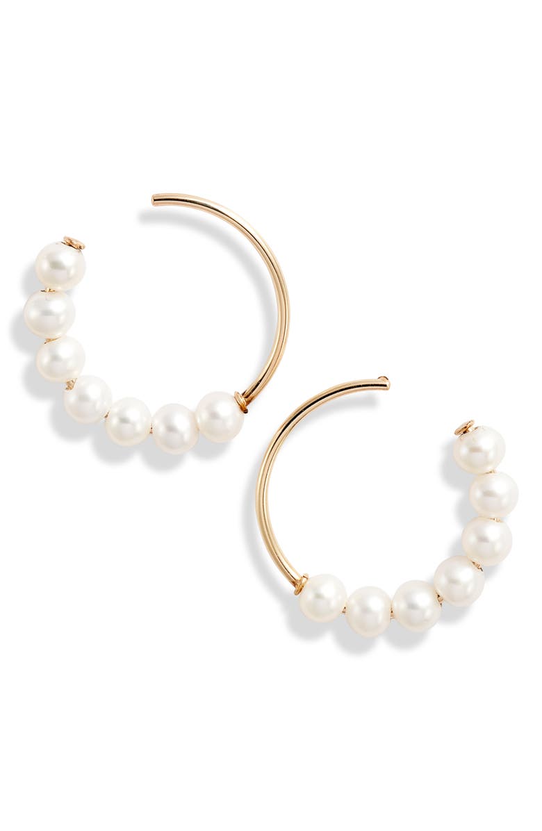 Poppy Finch Pearl Frontal Hoop Earrings, Main, color,