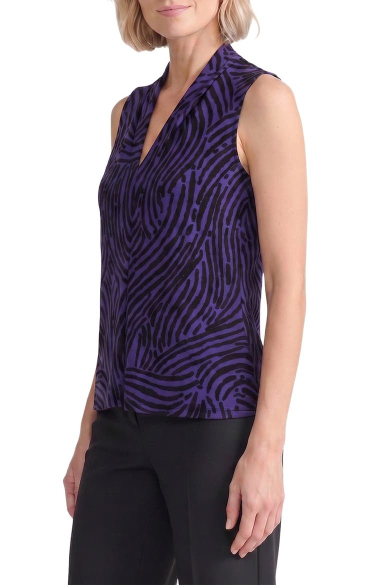 Tie Neck Sleeveless Top, Alternate, color, BLACK/ REGAL PLUM