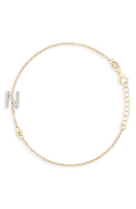 Diamond Initial Bezel Bracelet