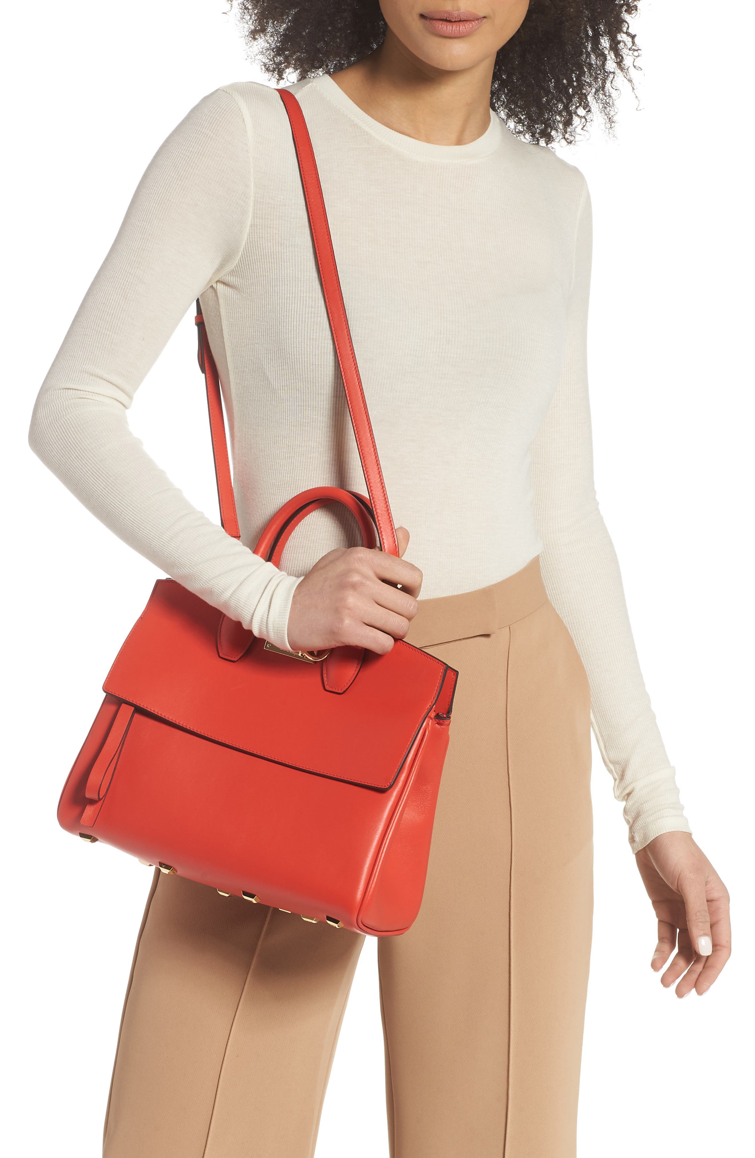 FERRAGAMO Salvatore Ferragamo Studio Leather Top Handle Bag, Alternate, color, 