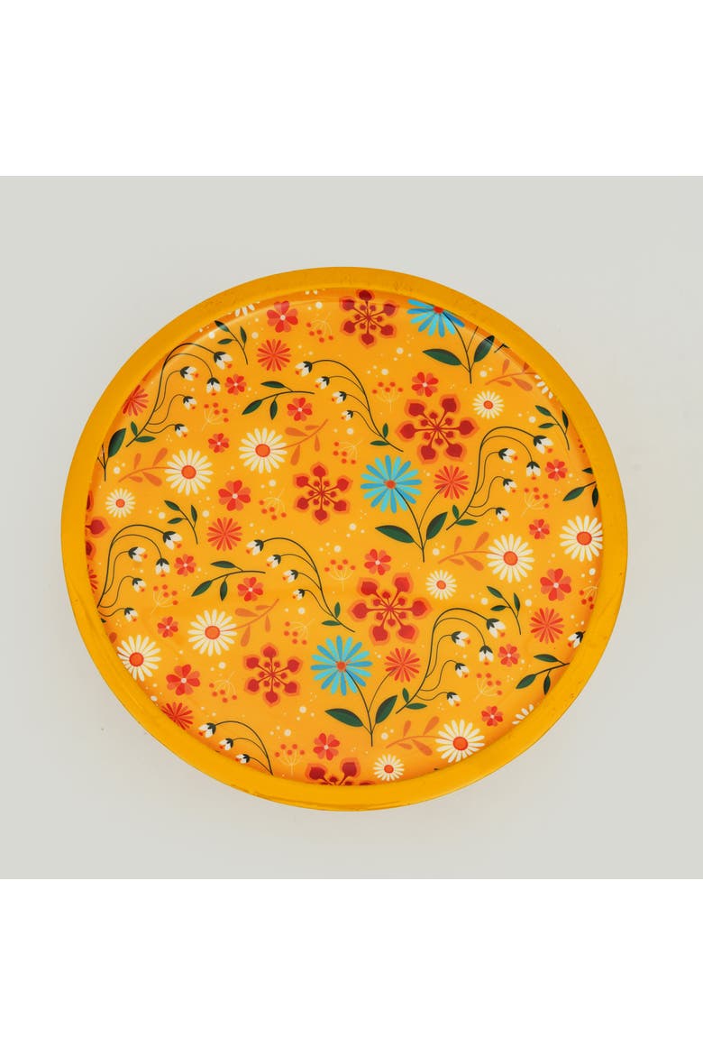 Sunburst Bloom Inlay Yellow Cake Stand, Alternate, color, Sunburst