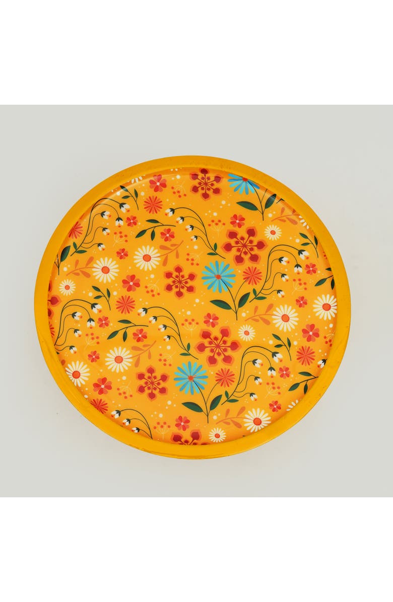 Mela Artisans Sunburst Bloom Inlay Yellow Cake Stand, Alternate, color, Sunburst