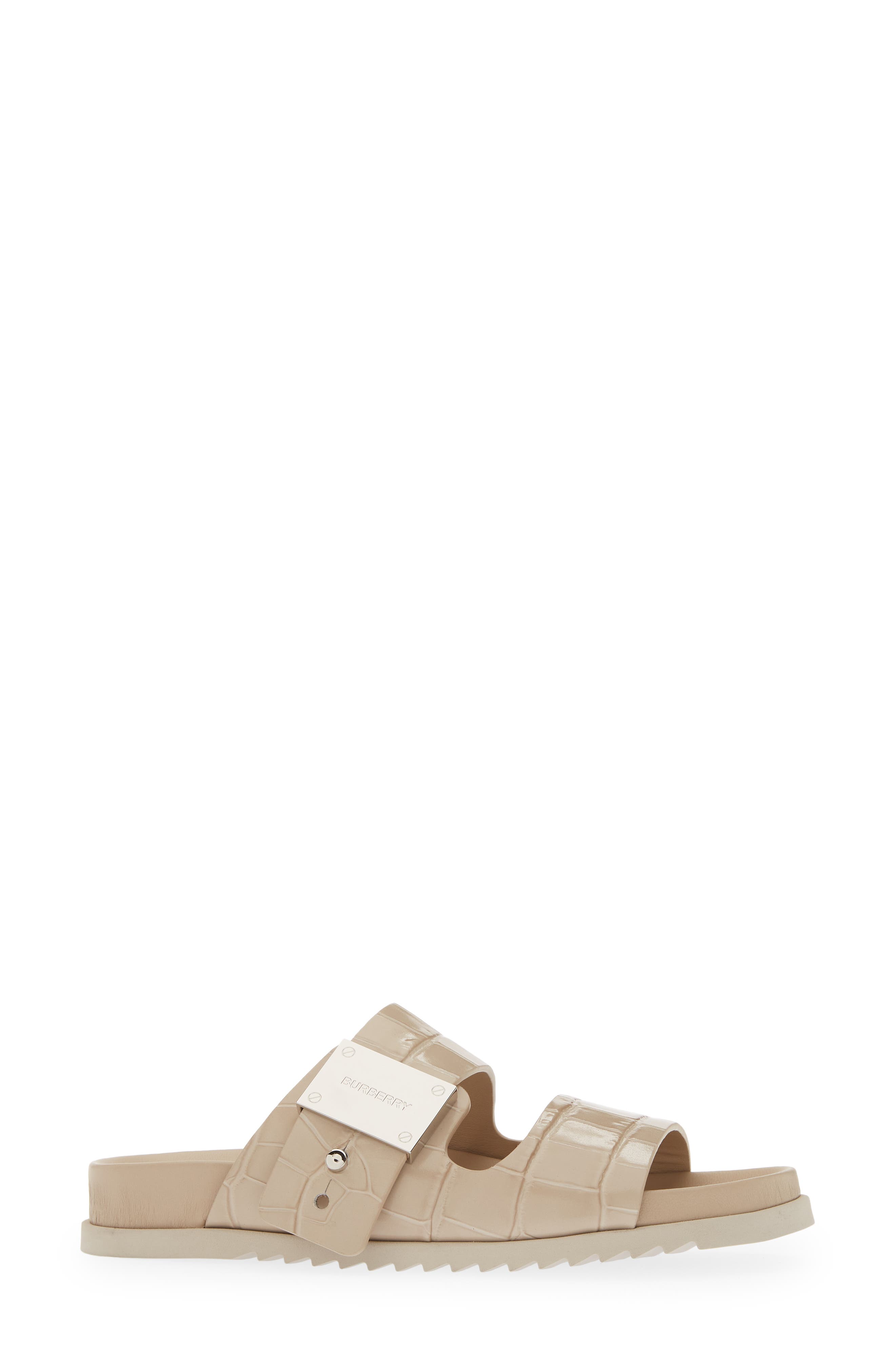Burberry Olympia Croc Embossed Sandal, Alternate, color, Soft Fawn