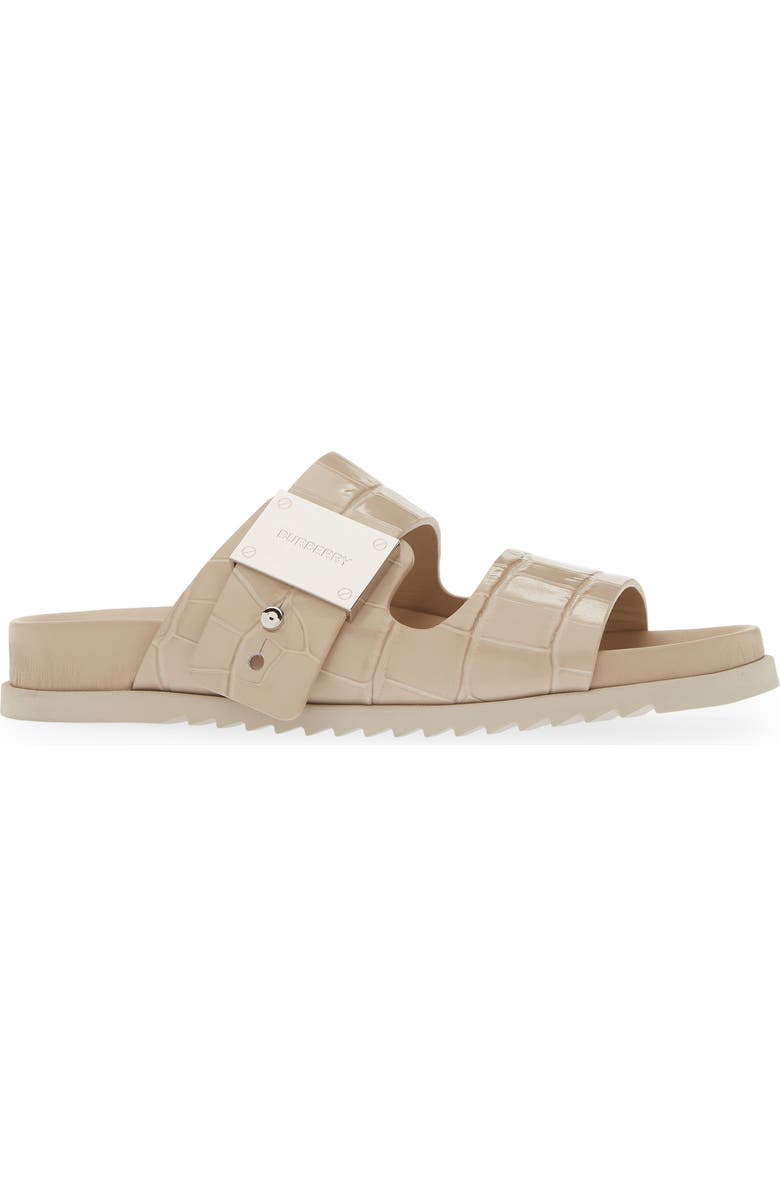 Burberry Olympia Croc Embossed Sandal, Alternate, color, Soft Fawn