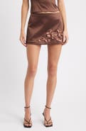 LoveShackFancy Nadina Bow Satin Miniskirt